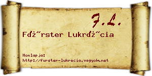 Fürster Lukrécia névjegykártya